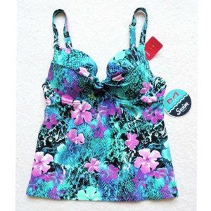 Maidenform Floral Printed Underwire  Tankini Top